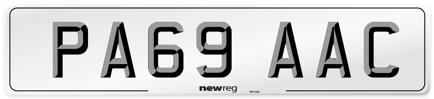 PA69 AAC Number Plate from New Reg
